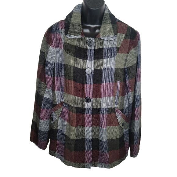 Volcom Plaid to The Bone pea coat jacket Size Large - Picture 1 of 7
